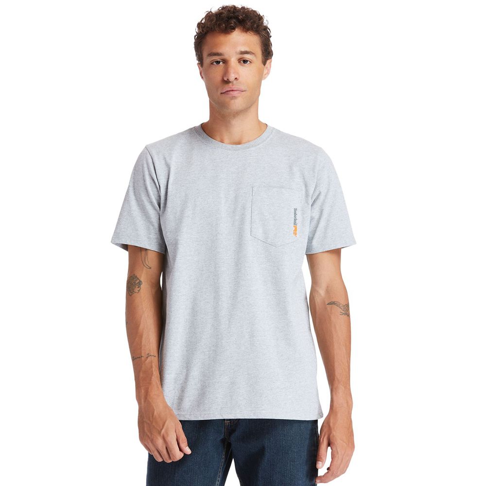 Camisetas Timberland Hombre Pro® Manga Corta Base Plate Wicking Gris - Chile LXM-417028